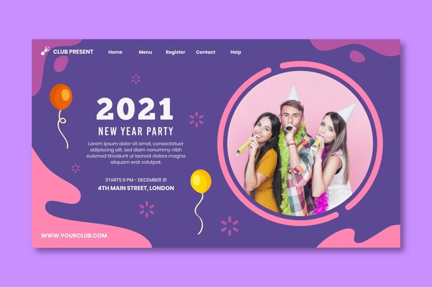 Pagina di destinazione del nuovo anno 2021