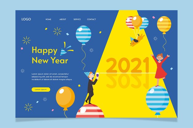 Pagina di destinazione del nuovo anno disegnata a mano