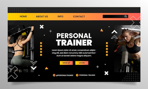 Pagina di destinazione del personal trainer a gradiente