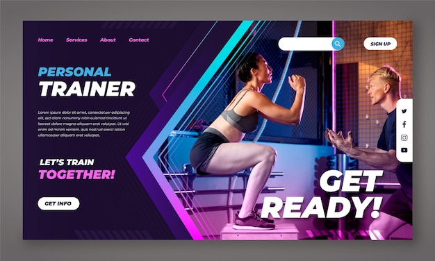 Pagina di destinazione del personal trainer a gradiente