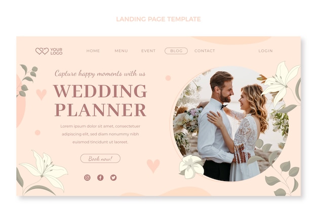 Pagina di destinazione del pianificatore di matrimonio floreale