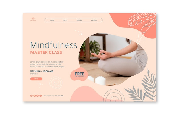 Pagina di destinazione del poster di meditazione e consapevolezza