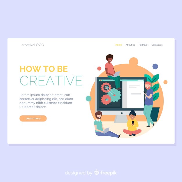 Pagina di destinazione del processo creativo disegnata a mano