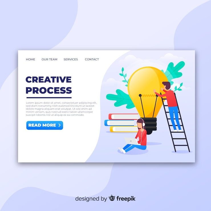 Vettore gratuito pagina di destinazione del processo creativo