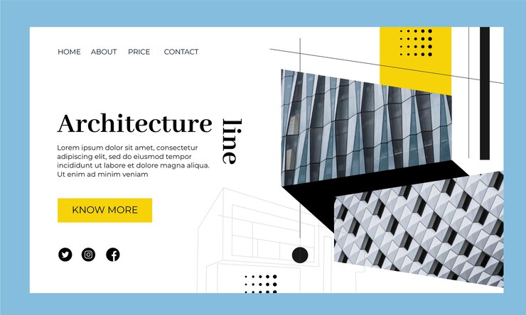 Vettore gratuito pagina di destinazione del progetto di architettura di design piatto