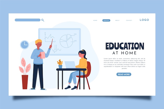 Pagina di destinazione del tutoraggio dal design piatto disegnata a mano