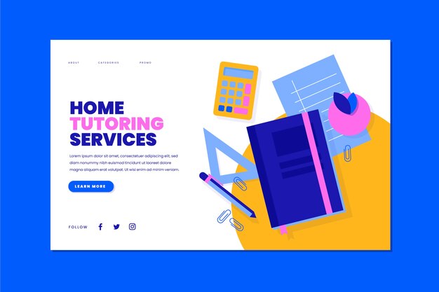Pagina di destinazione del tutoraggio del design piatto
