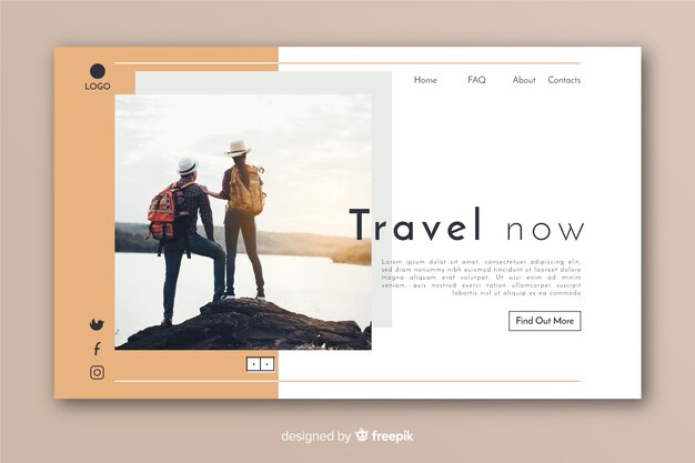 Pagina di destinazione del viaggio con foto