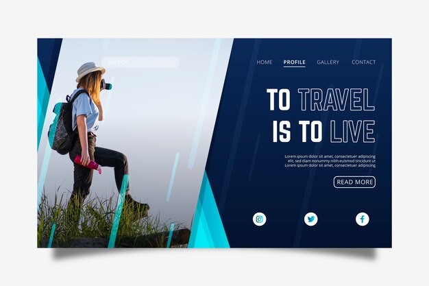Pagina di destinazione del viaggio con foto