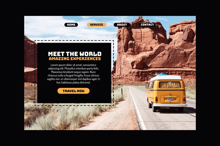 Vettore gratuito pagina di destinazione del viaggio con foto