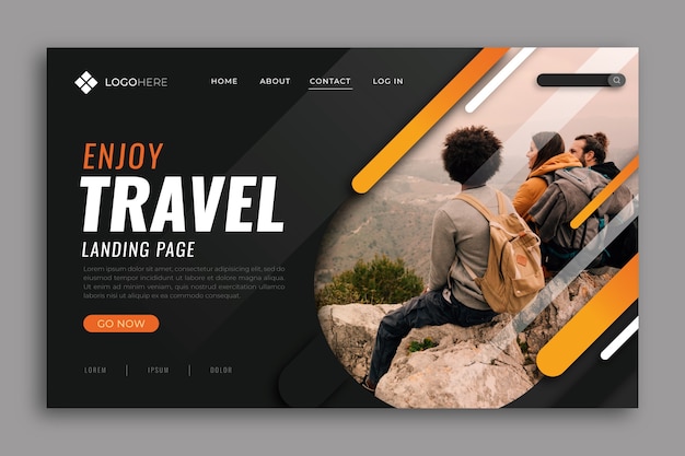 Pagina di destinazione del viaggio con foto