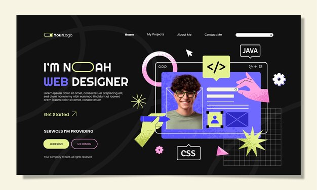 Pagina di destinazione del web designer di design piatto
