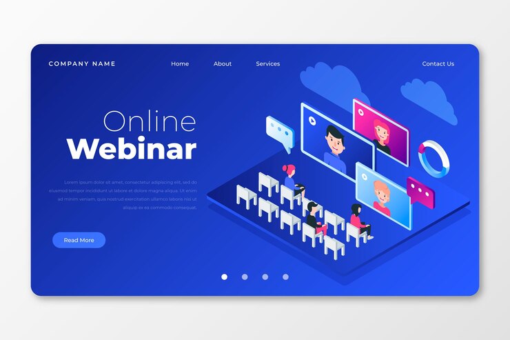 Vettore gratuito pagina di destinazione del webinar isometrico