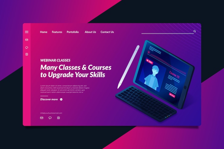 Vettore gratuito pagina di destinazione del webinar isometrico