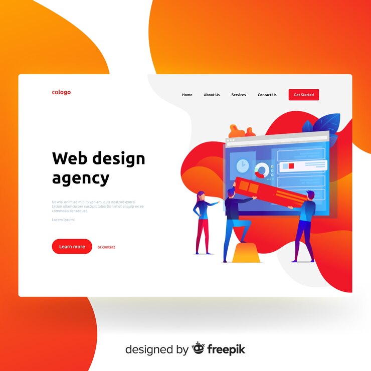 Vettore gratuito pagina di destinazione dell'agenzia di design web