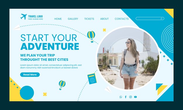 Pagina di destinazione dell'agenzia di viaggi dal design piatto