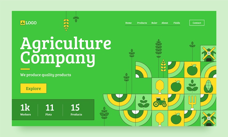 Vettore gratuito pagina di destinazione dell'azienda agricola disegnata a mano