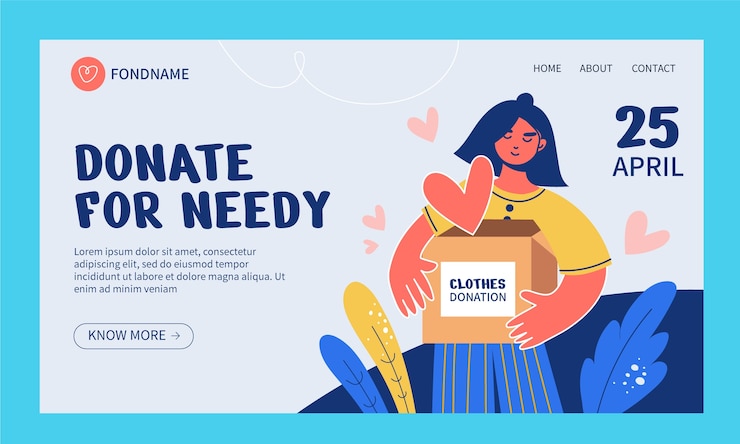 Vettore gratuito pagina di destinazione dell'evento di beneficenza disegnata a mano