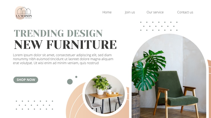 Vettore gratuito pagina di destinazione dell'interior design sfumato