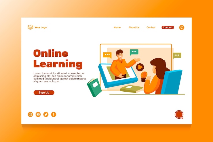 Vettore gratuito pagina di destinazione dell'istruzione online piatta