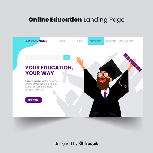 Pagina di destinazione dell'istruzione online