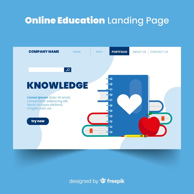 Vettore gratuito pagina di destinazione dell'istruzione online