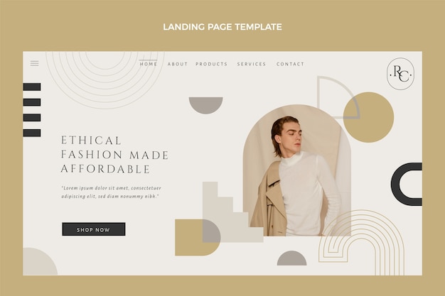 Pagina di destinazione della boutique geometrica dal design piatto