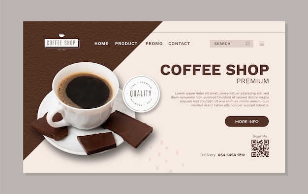 Pagina di destinazione della caffetteria minimal design piatto