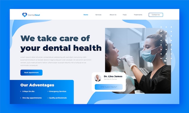 Pagina di destinazione della clinica dentale gradiente