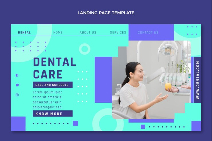 Vettore gratuito pagina di destinazione della clinica dentale minima