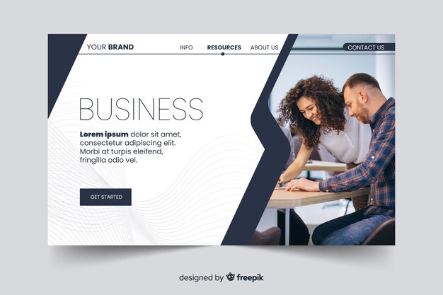 Pagina di destinazione della Corporation con modello fotografico