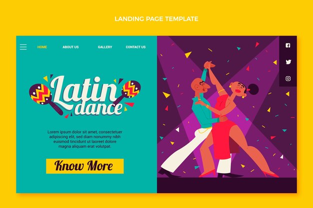 Pagina di destinazione della festa di ballo latino disegnata a mano