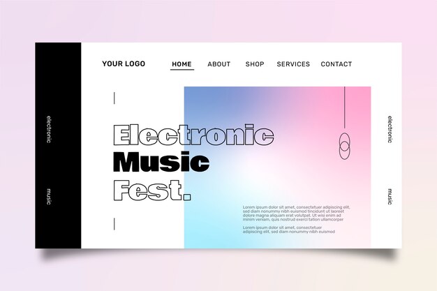 Pagina di destinazione della musica elettronica sfumata