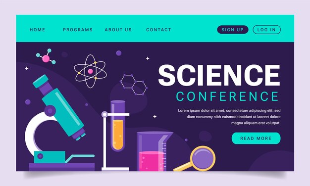 Pagina di destinazione della ricerca scientifica dal design piatto