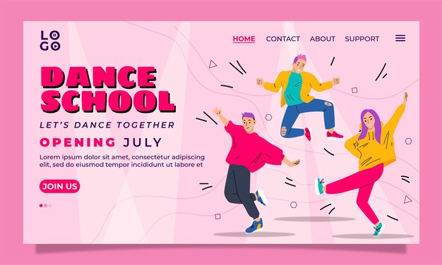 Pagina di destinazione della scuola di danza disegnata a mano