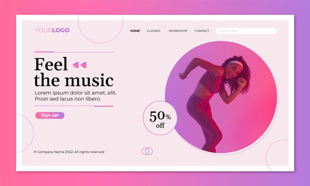 Pagina di destinazione della scuola di danza sfumata