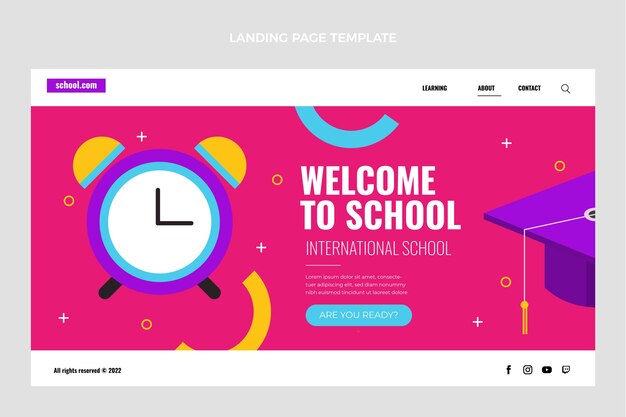 Pagina di destinazione della scuola internazionale di design piatto