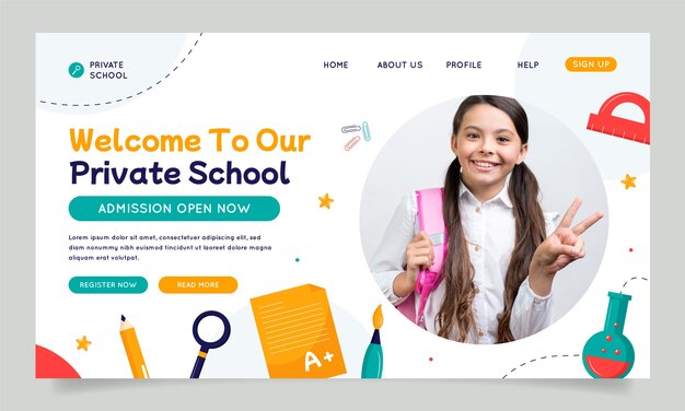 Pagina di destinazione della scuola privata disegnata a mano