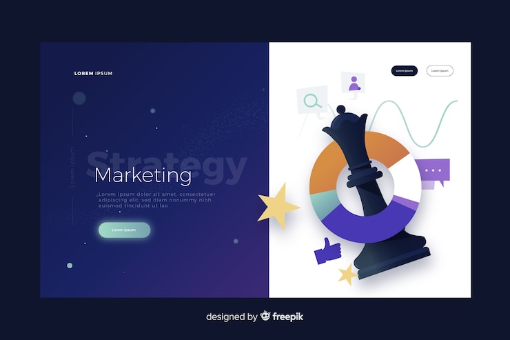 Vettore gratuito pagina di destinazione della strategia di marketing