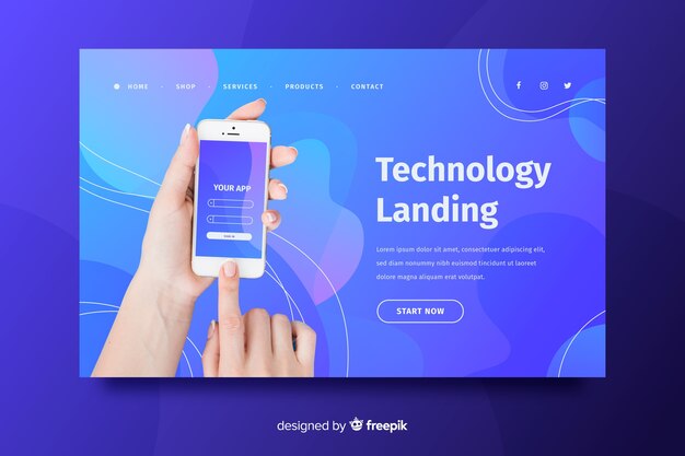 Pagina di destinazione della tecnologia con foto