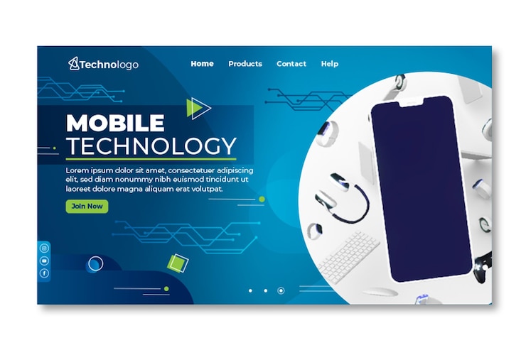 Vettore gratuito pagina di destinazione della tecnologia mobile