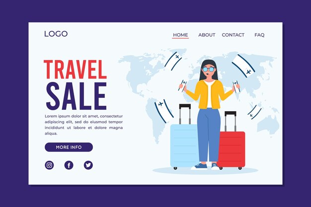 Pagina di destinazione della vendita di viaggi