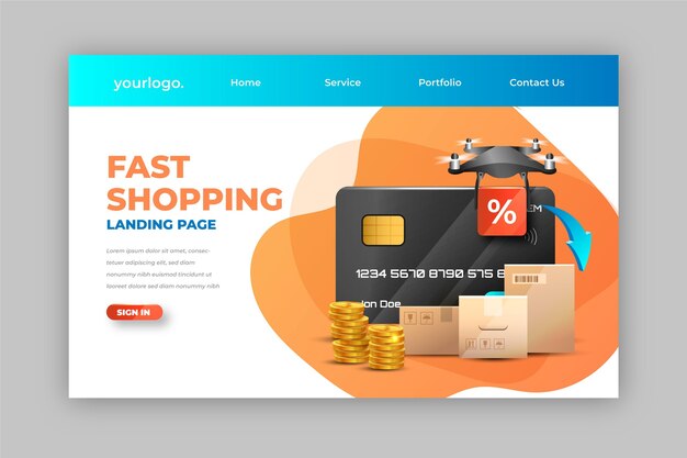 Pagina di destinazione dello shopping online realistica