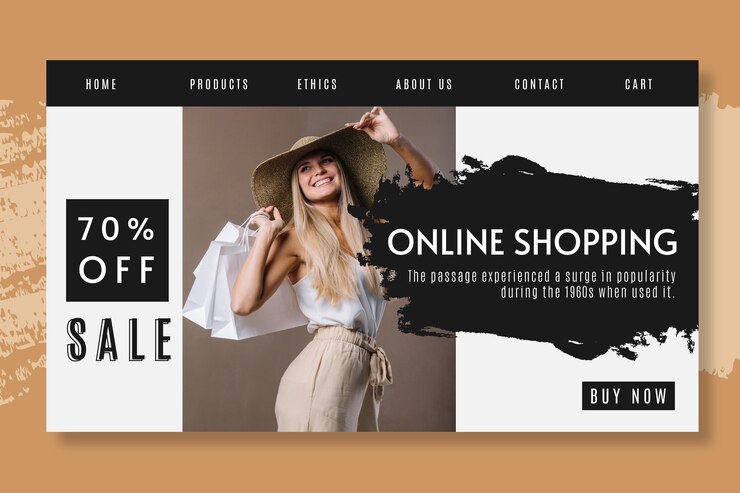 Vettore gratuito pagina di destinazione dello shopping online
