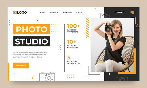 Pagina di destinazione dello studio fotografico disegnato a mano