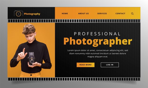Pagina di destinazione dello studio fotografico sfumato