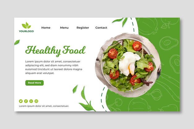 Pagina di destinazione di alimenti biologici e sani