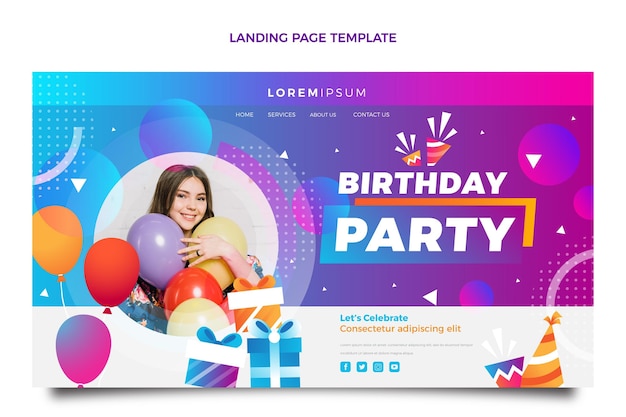 Pagina di destinazione di compleanno colorata sfumata