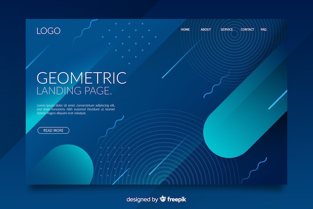 Pagina di destinazione di forme geometriche sfumate scure