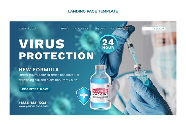 Pagina di destinazione di protezione antivirus realistica